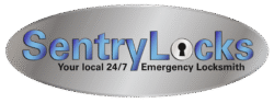 logo of Sentry Locks logo with a slogan of Your local 24/7 Emergency Locksmith
